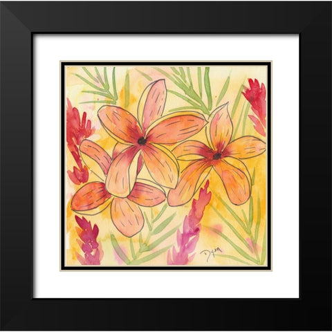 Sunset Plumeria I Black Modern Wood Framed Art Print with Double Matting by Dyer, Beverly