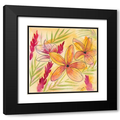 Sunset Plumeria II Black Modern Wood Framed Art Print with Double Matting by Dyer, Beverly