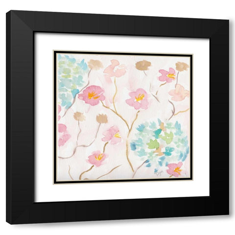 Soft Blooms II Black Modern Wood Framed Art Print with Double Matting by Dyer, Beverly