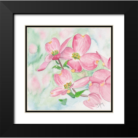 Pink Dogwood I Black Modern Wood Framed Art Print with Double Matting by Dyer, Beverly