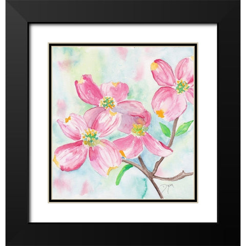 Pink Dogwood II Black Modern Wood Framed Art Print with Double Matting by Dyer, Beverly