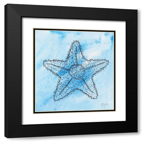 Coastal Starfish Black Modern Wood Framed Art Print with Double Matting by Dyer, Beverly