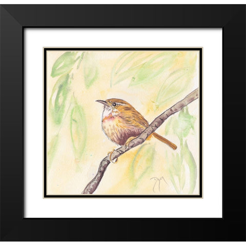 Sunny Wren Black Modern Wood Framed Art Print with Double Matting by Dyer, Beverly
