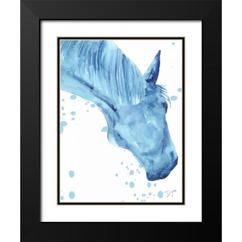 Blue Lacey Thick Splatter Black Modern Wood Framed Art Print with Double Matting by Dyer, Beverly