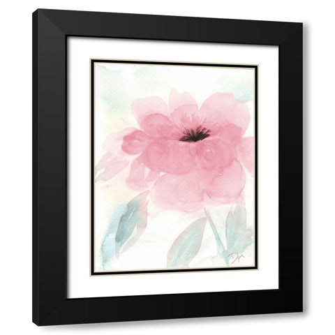 Blush Peony I Black Modern Wood Framed Art Print with Double Matting by Dyer, Beverly
