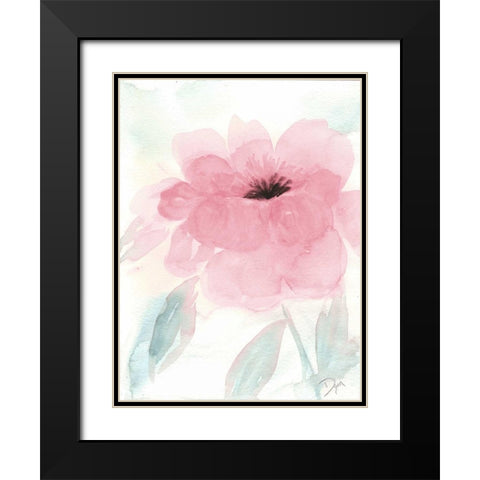 Blush Peony I Black Modern Wood Framed Art Print with Double Matting by Dyer, Beverly