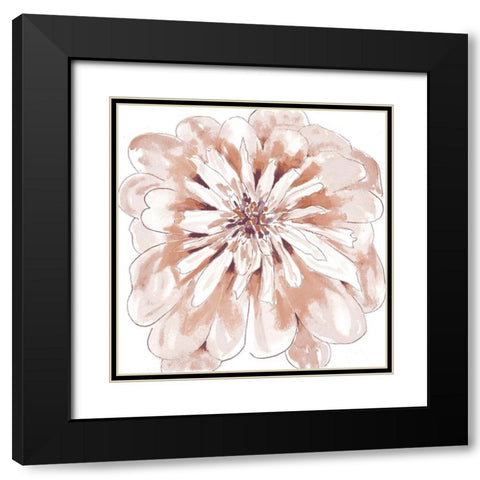 Blush Peony Black Modern Wood Framed Art Print with Double Matting by Dyer, Beverly