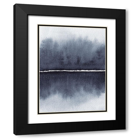 Watercolor Abstract 1 Black Modern Wood Framed Art Print with Double Matting by Gosavi, Bhakti