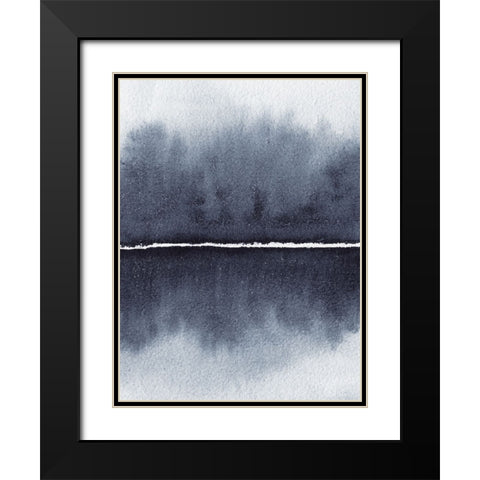 Watercolor Abstract 1 Black Modern Wood Framed Art Print with Double Matting by Gosavi, Bhakti