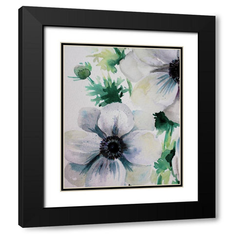 Ghost Blooms 2 Black Modern Wood Framed Art Print with Double Matting by Boho Hue Studio