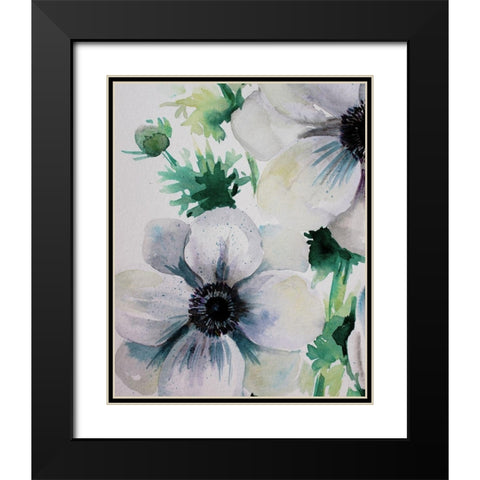 Ghost Blooms 2 Black Modern Wood Framed Art Print with Double Matting by Boho Hue Studio
