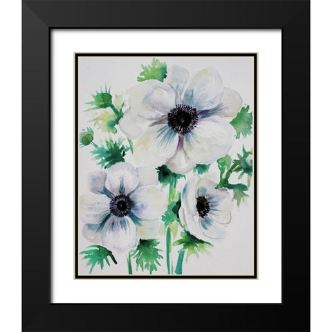Ghost Blooms 3 Black Modern Wood Framed Art Print with Double Matting by Boho Hue Studio