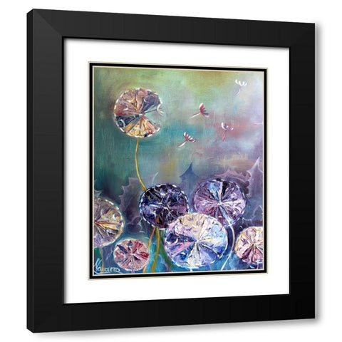 Spiral Puffs Black Modern Wood Framed Art Print with Double Matting by Boho Hue Studio