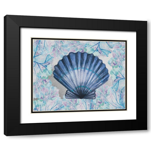 Blue Scallop Black Modern Wood Framed Art Print with Double Matting by Boho Hue Studio