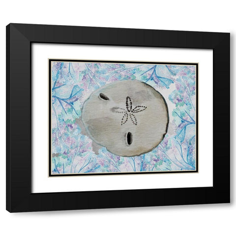 Sand Dollar Black Modern Wood Framed Art Print with Double Matting by Boho Hue Studio