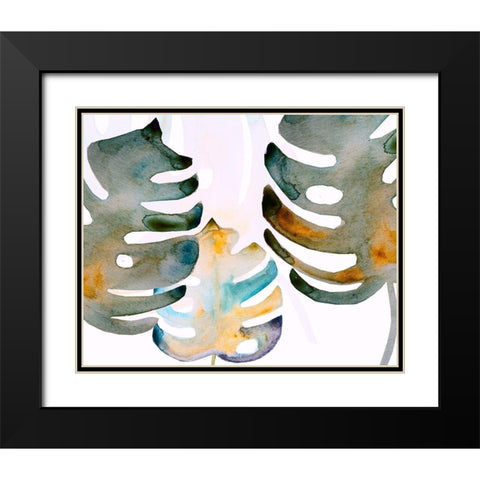 Dark Monsteral 2 Black Modern Wood Framed Art Print with Double Matting by Boho Hue Studio