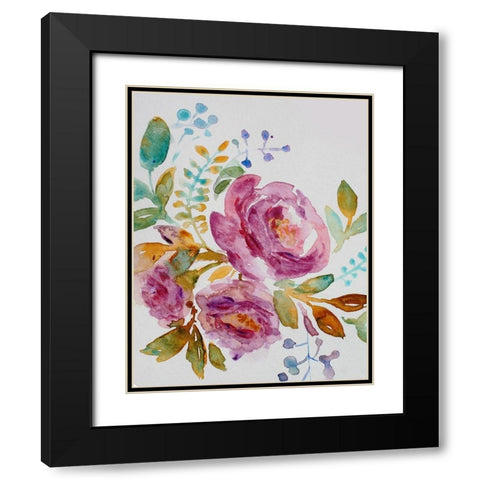 Purple Peony Black Modern Wood Framed Art Print with Double Matting by Boho Hue Studio