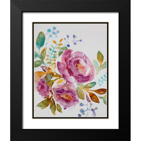 Purple Peony Black Modern Wood Framed Art Print with Double Matting by Boho Hue Studio