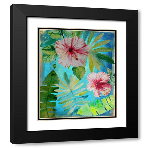 Tropical Hibiscus 3 Black Modern Wood Framed Art Print with Double Matting by Boho Hue Studio
