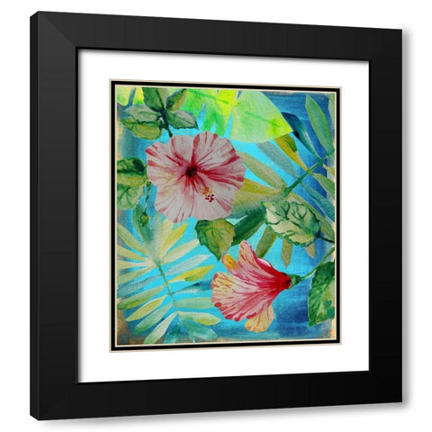 Tropical Hibiscus 2 Black Modern Wood Framed Art Print with Double Matting by Boho Hue Studio
