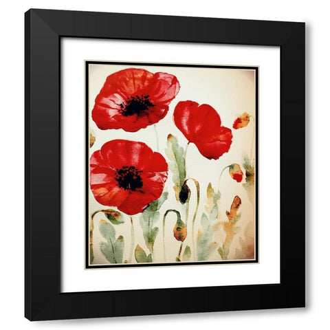 Lipstick Poppies Black Modern Wood Framed Art Print with Double Matting by Boho Hue Studio