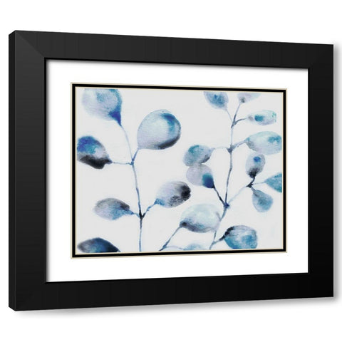 Blue Branches Black Modern Wood Framed Art Print with Double Matting by Boho Hue Studio