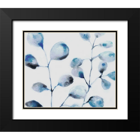 Blue Branches Black Modern Wood Framed Art Print with Double Matting by Boho Hue Studio