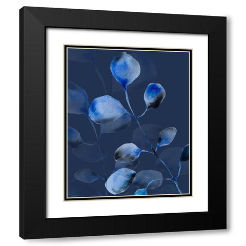 Blue On Blue Black Modern Wood Framed Art Print with Double Matting by Boho Hue Studio