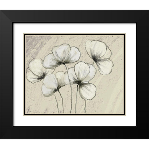 Sketched Flowers on Cream Black Modern Wood Framed Art Print with Double Matting by Boho Hue Studio
