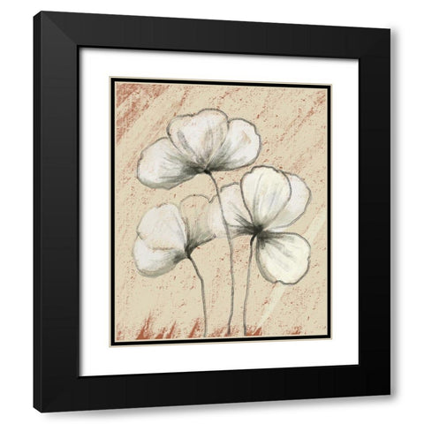 Sketched Flowers on Tan Black Modern Wood Framed Art Print with Double Matting by Boho Hue Studio