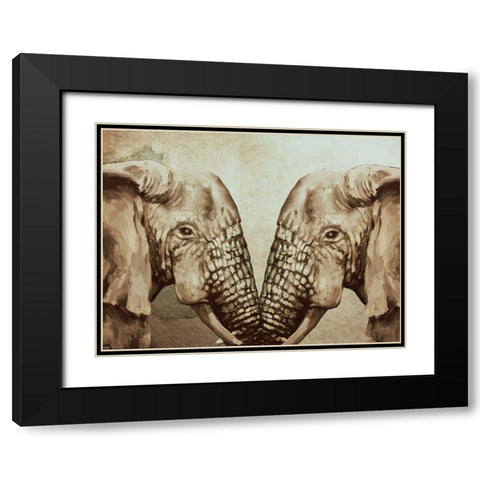 Mirror Elephants Black Modern Wood Framed Art Print with Double Matting by Boho Hue Studio