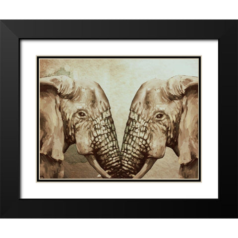 Mirror Elephants Black Modern Wood Framed Art Print with Double Matting by Boho Hue Studio