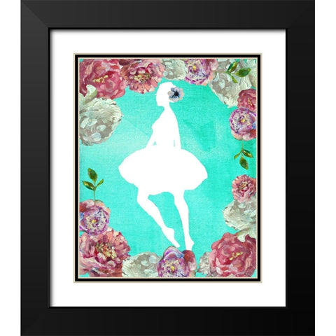 Rose Ballerina Black Modern Wood Framed Art Print with Double Matting by Boho Hue Studio
