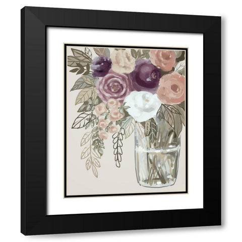 Floral Soft 6 Black Modern Wood Framed Art Print with Double Matting by Boho Hue Studio