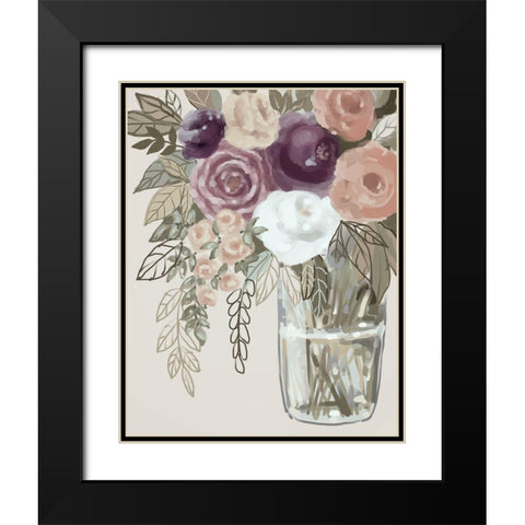 Floral Soft 6 Black Modern Wood Framed Art Print with Double Matting by Boho Hue Studio
