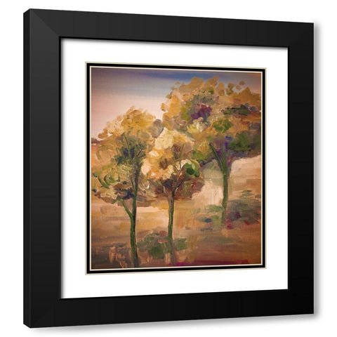 Golden Pageant Trees Black Modern Wood Framed Art Print with Double Matting by Boho Hue Studio