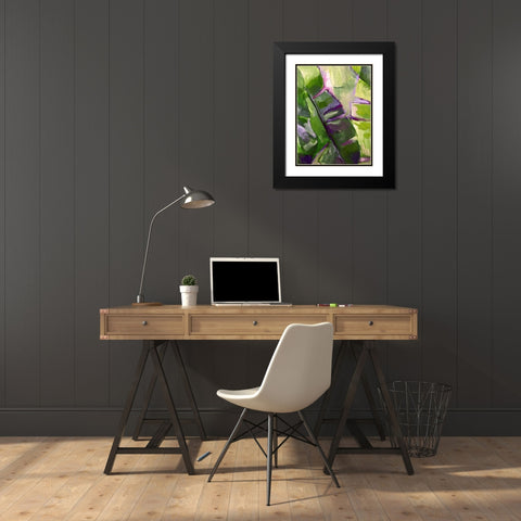 Olive Bananna Leaves 1 Black Modern Wood Framed Art Print with Double Matting by Boho Hue Studio