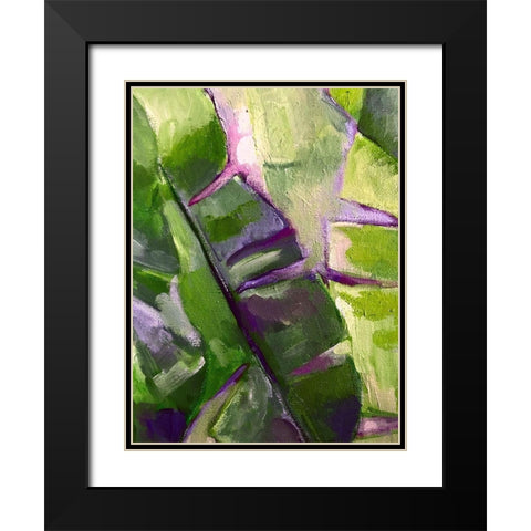 Olive Bananna Leaves 1 Black Modern Wood Framed Art Print with Double Matting by Boho Hue Studio