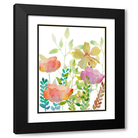 Field Flowers Black Modern Wood Framed Art Print with Double Matting by Boho Hue Studio