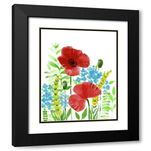 Wild Flowers Black Modern Wood Framed Art Print with Double Matting by Boho Hue Studio