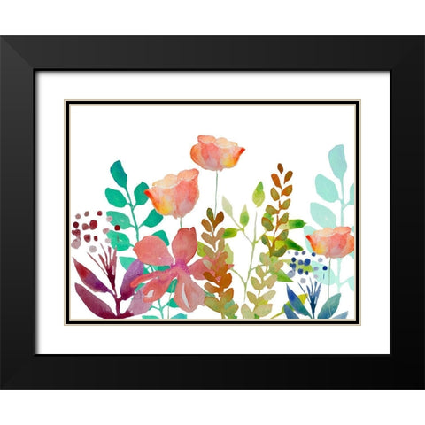 Florals 5 Black Modern Wood Framed Art Print with Double Matting by Boho Hue Studio