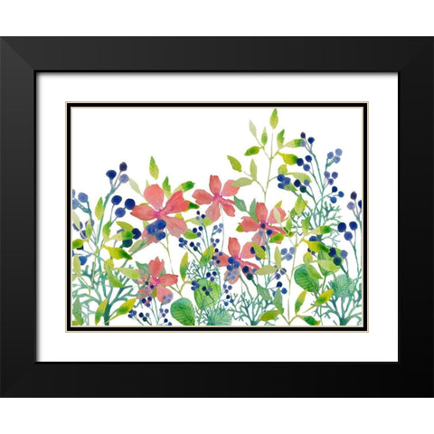 Floral field II Black Modern Wood Framed Art Print with Double Matting by Boho Hue Studio