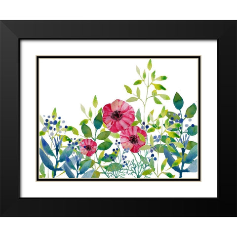 Floral field III Black Modern Wood Framed Art Print with Double Matting by Boho Hue Studio