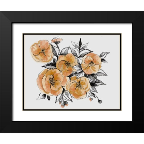 Floral field Black Modern Wood Framed Art Print with Double Matting by Boho Hue Studio