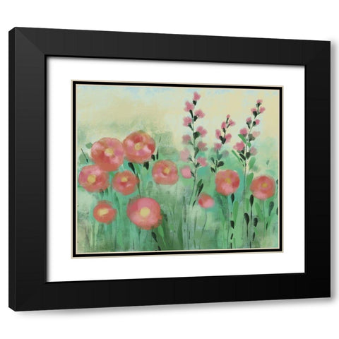 Floral Field Black Modern Wood Framed Art Print with Double Matting by Boho Hue Studio