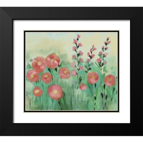 Floral Field Black Modern Wood Framed Art Print with Double Matting by Boho Hue Studio