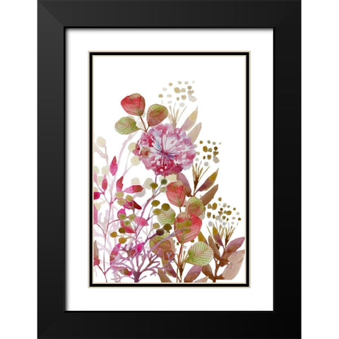 Floral field Bloom Black Modern Wood Framed Art Print with Double Matting by Boho Hue Studio