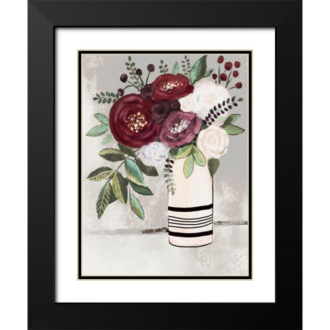 Neutral Floral Bouquet 1 Black Modern Wood Framed Art Print with Double Matting by Boho Hue Studio