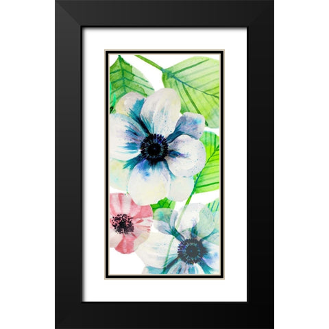 Flower Panel 1 Black Modern Wood Framed Art Print with Double Matting by Boho Hue Studio