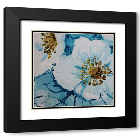 Blue Flora A Black Modern Wood Framed Art Print with Double Matting by Boho Hue Studio